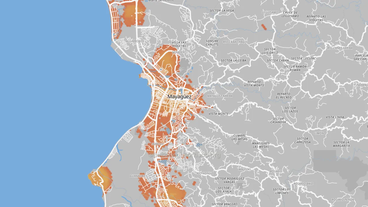 Bike Grade map of Mayaguez, PR