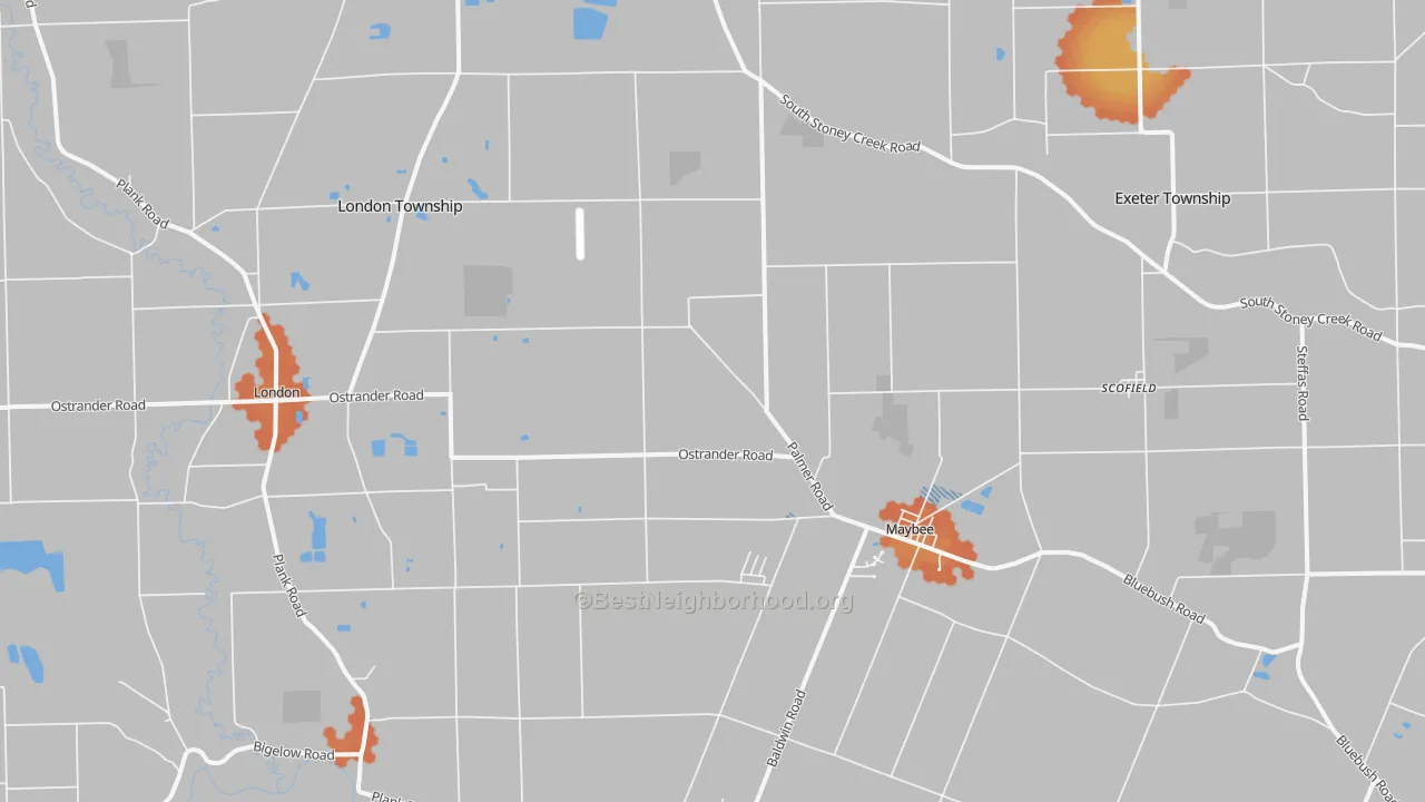 Bike Grade map of Maybee, MI