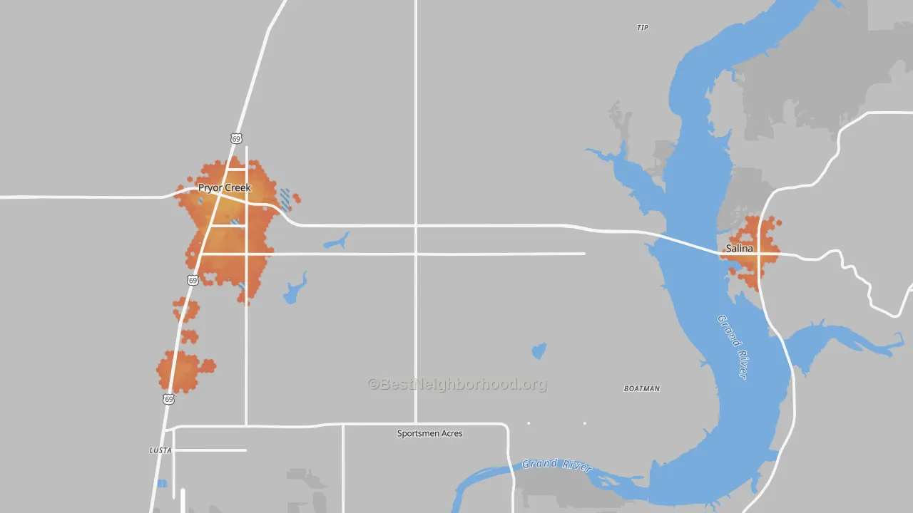 Bike Grade map of Mayes County, OK