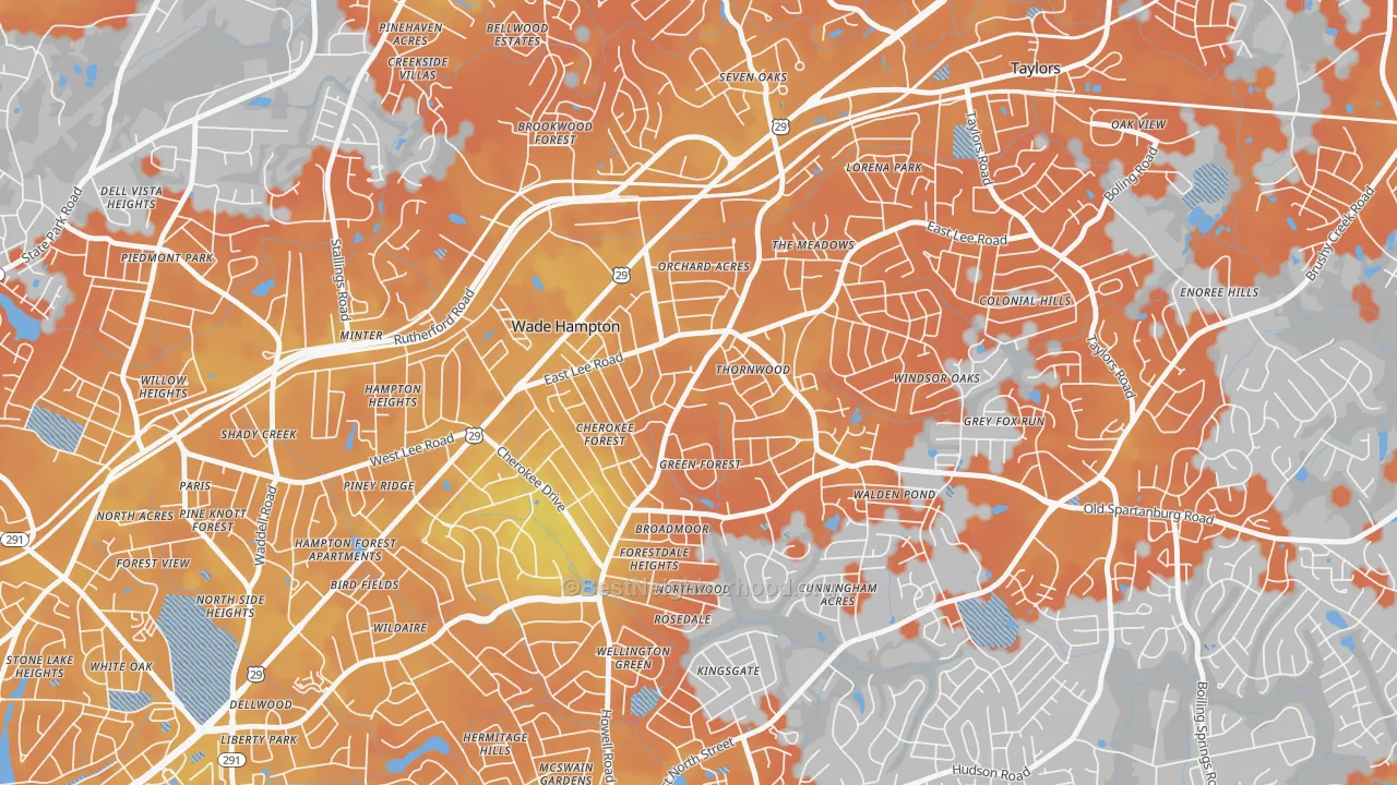 Bike Grade map of Mayfair Estates, Taylors, SC