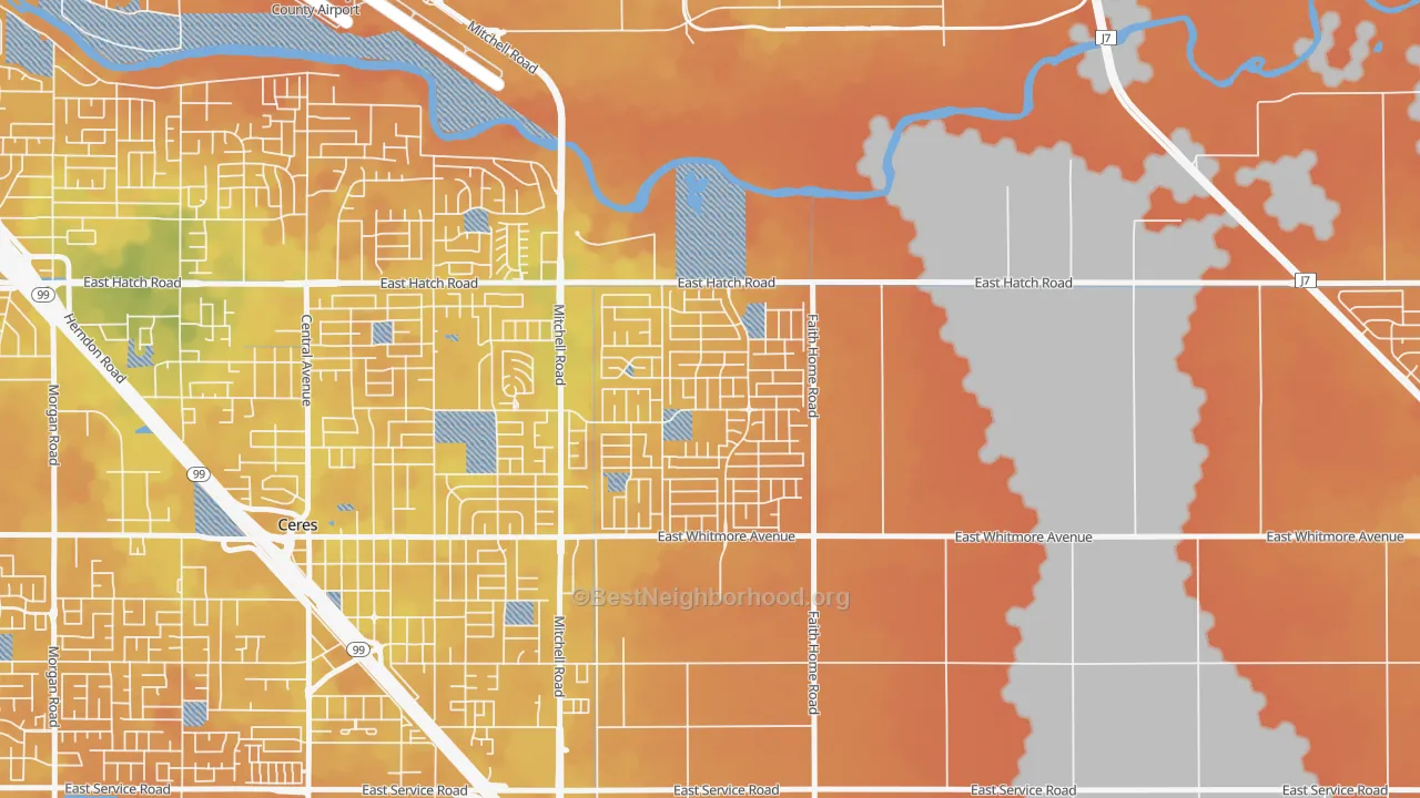 Bike Grade map of Mayfield, Ceres, CA