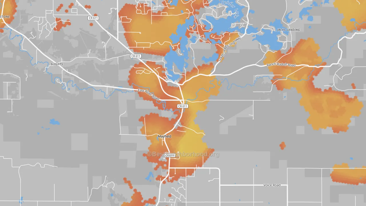 Bike Grade map of Mayfield, MI