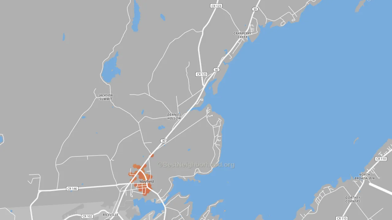 Bike Grade map of Mayfield, NY