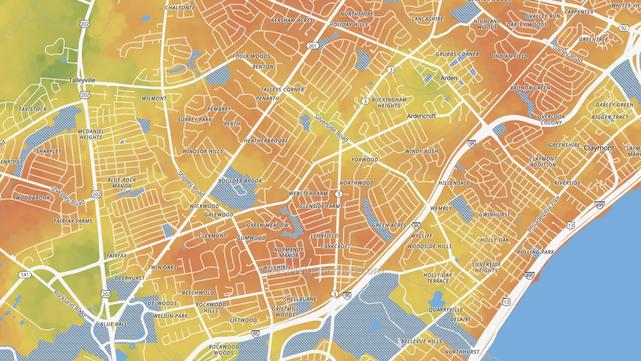 Bike Grade map of Mayfield, Wilmington, DE