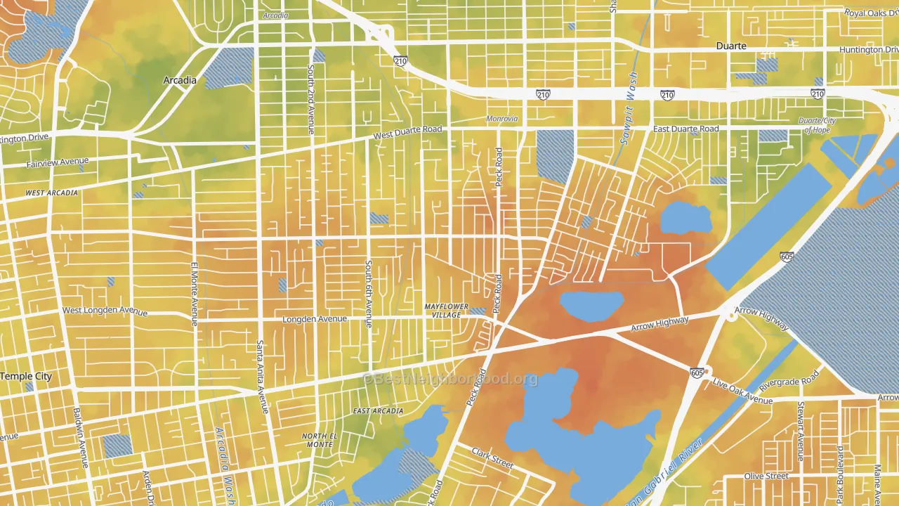 Bike Grade map of Mayflower Village, Arcadia, CA