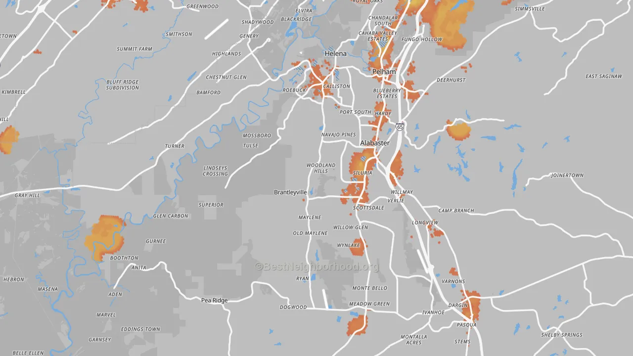 Bike Grade map of Maylene, AL