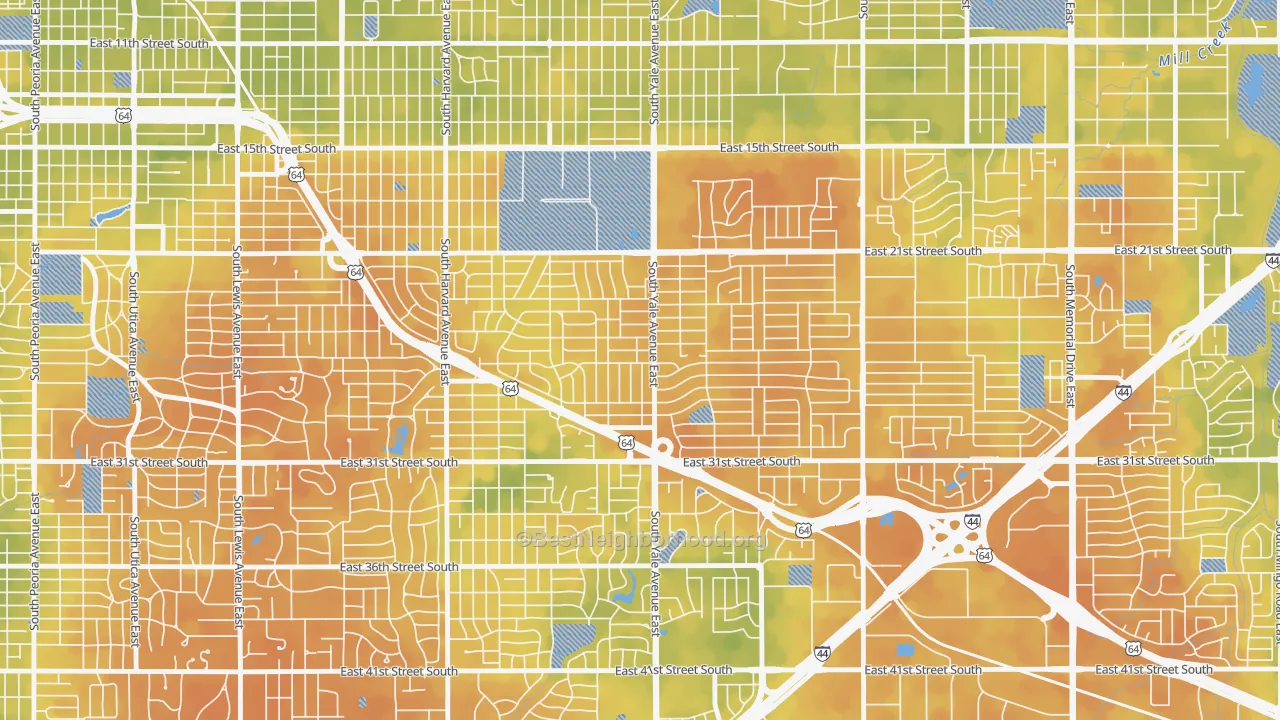 Bike Grade map of Mayo Meadow, Tulsa, OK