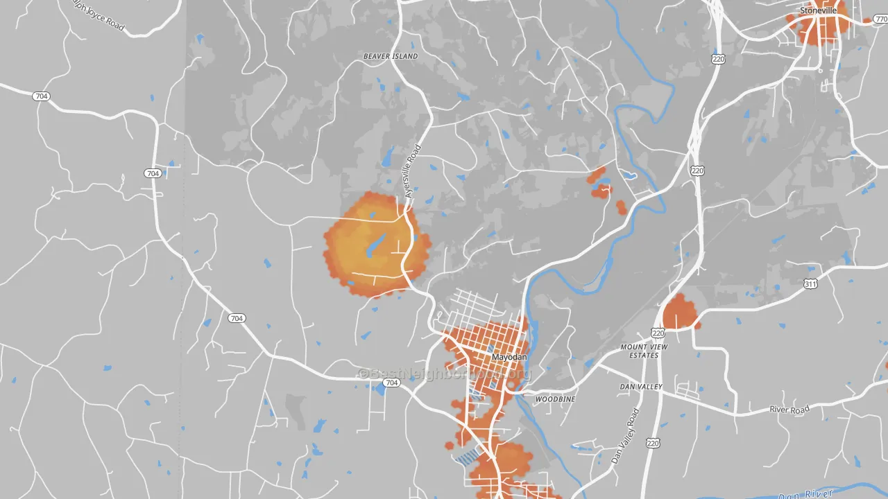 Bike Grade map of Mayodan, NC
