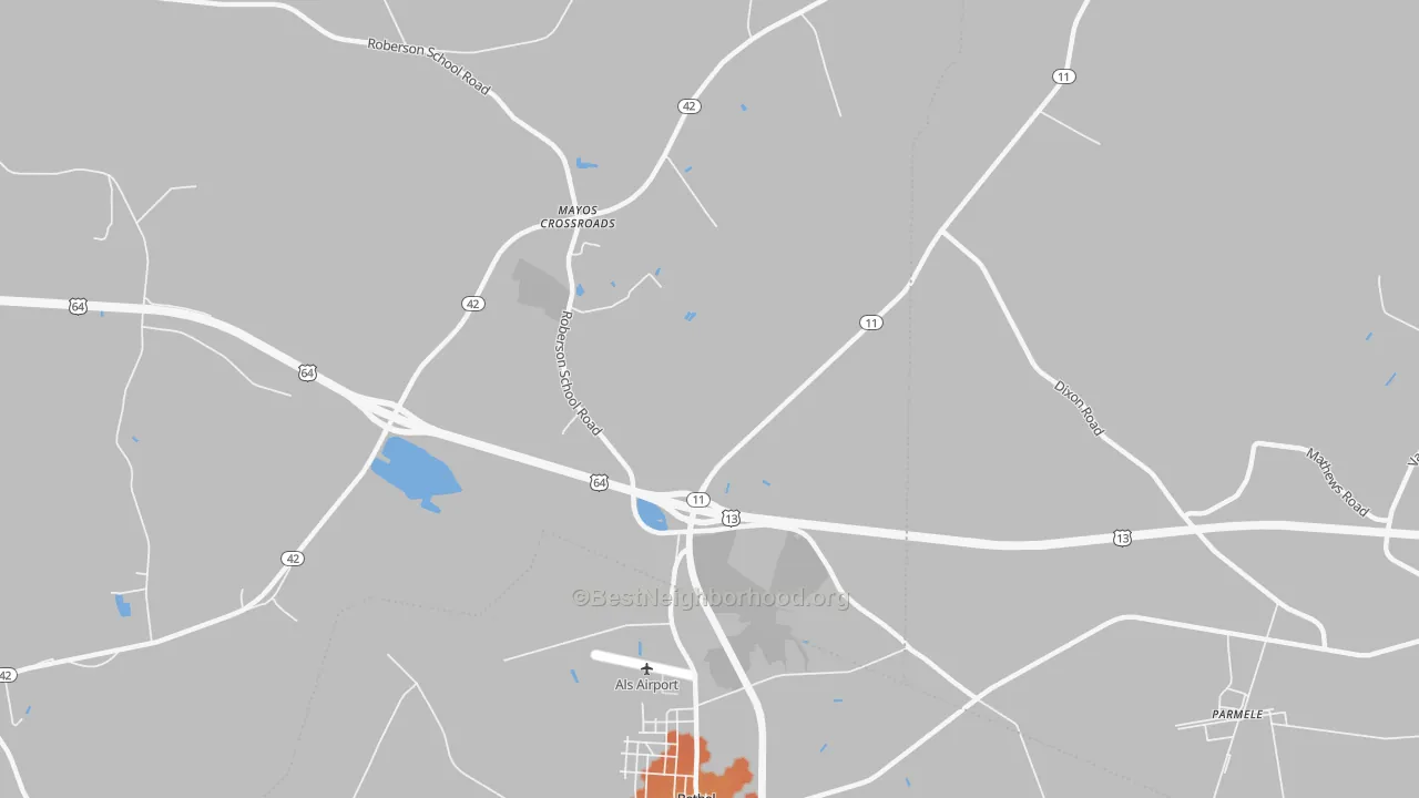 Bike Grade map of Mayos Crossroads, NC