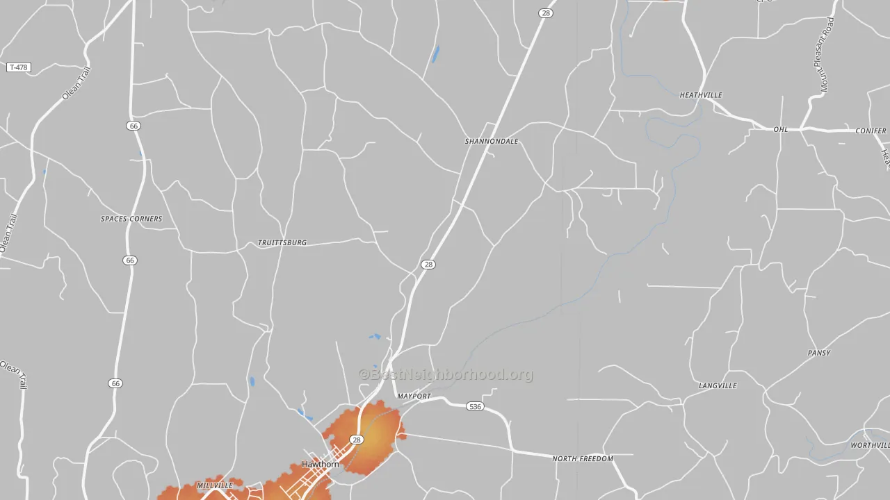 Bike Grade map of Mayport, PA