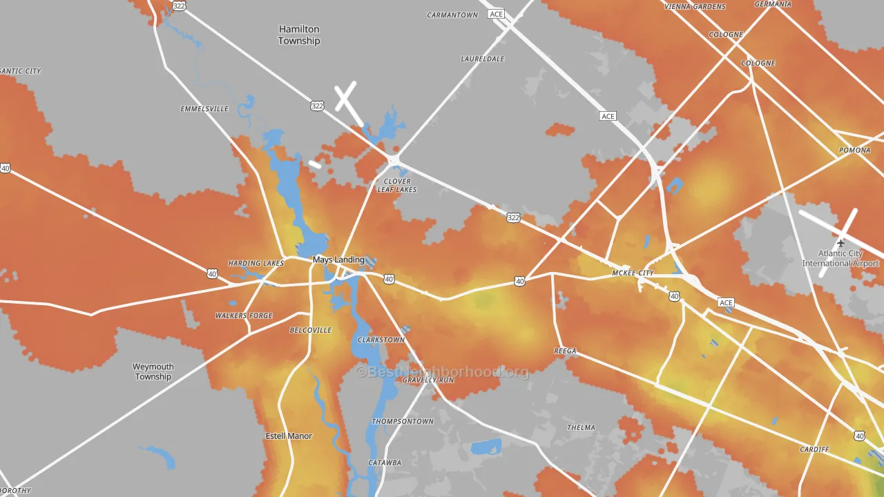 Bike Grade map of Mays Landing, NJ