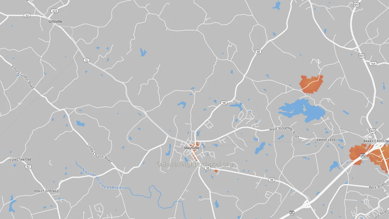 Bike Grade map of Maysville, GA