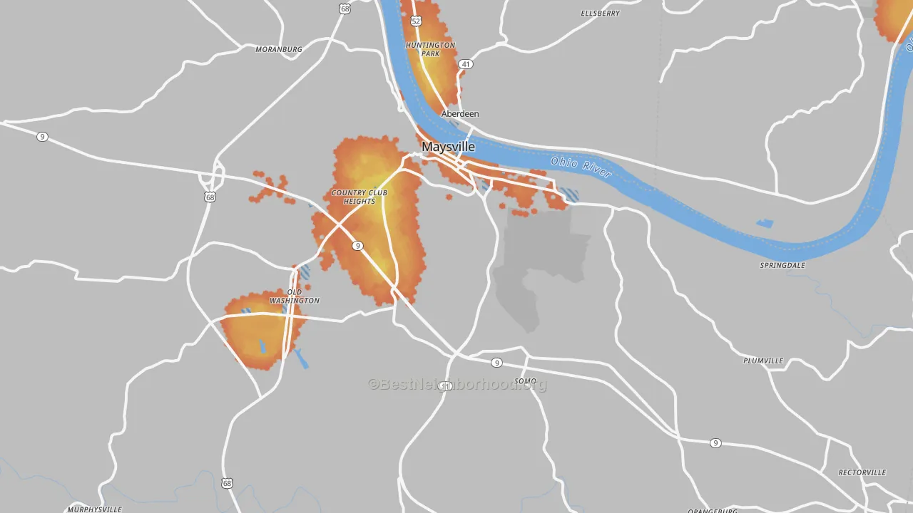 Bike Grade map of Maysville, KY