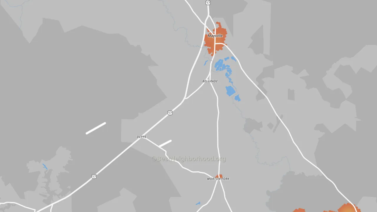 Bike Grade map of Maysville, NC