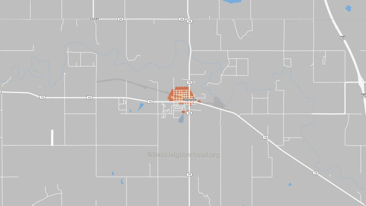 Bike Grade map of Maysville, OK