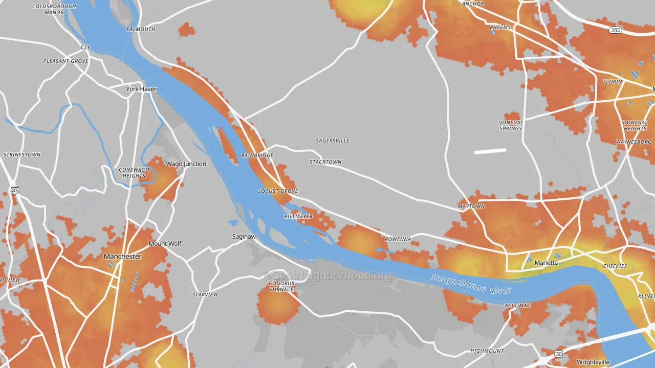 Bike Grade map of Maytown, PA