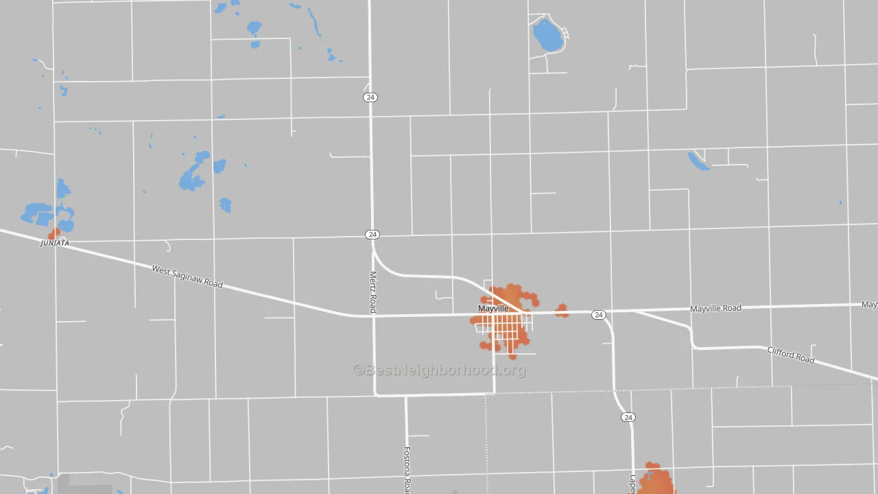 Bike Grade map of Mayville, MI