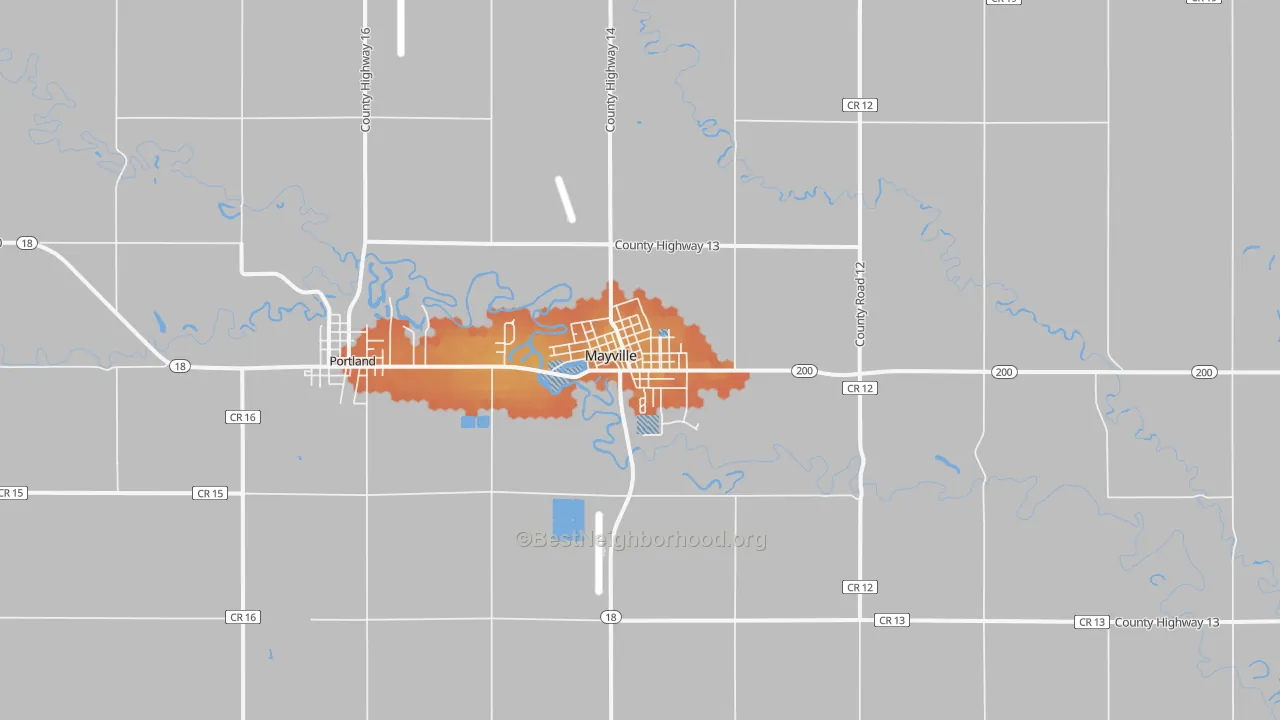 Bike Grade map of Mayville, ND
