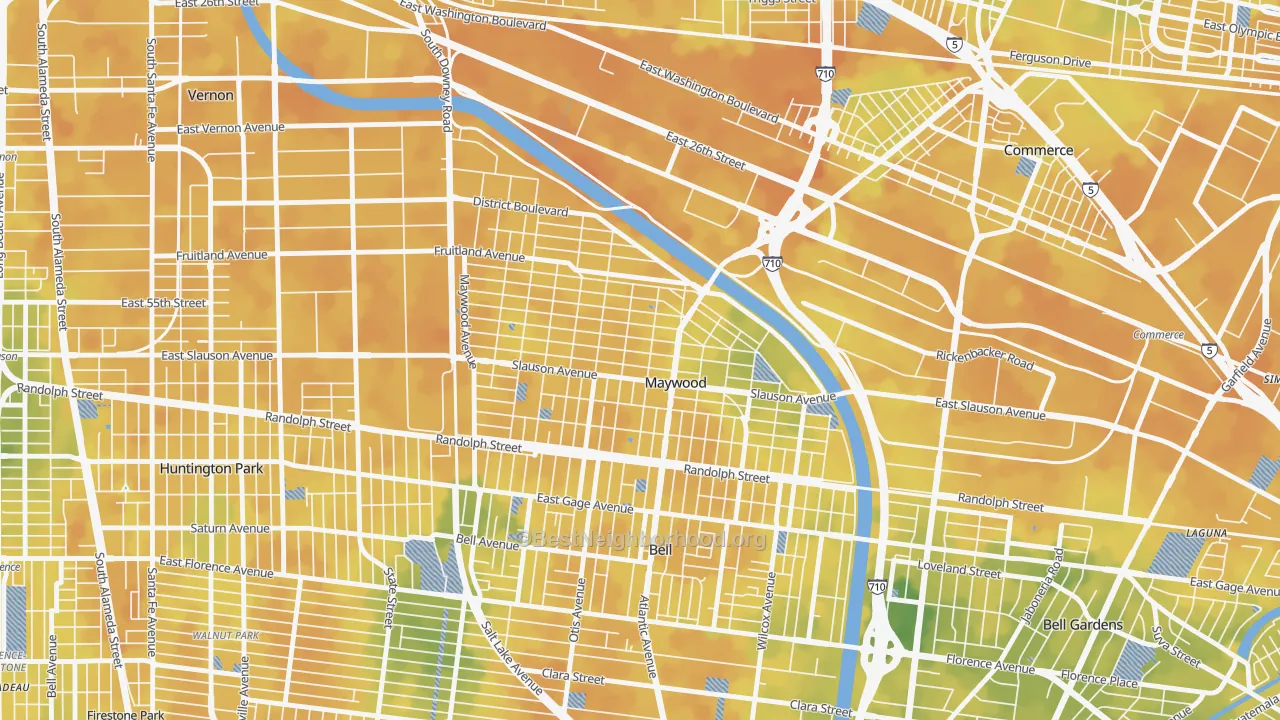 Bike Grade map of Maywood, CA