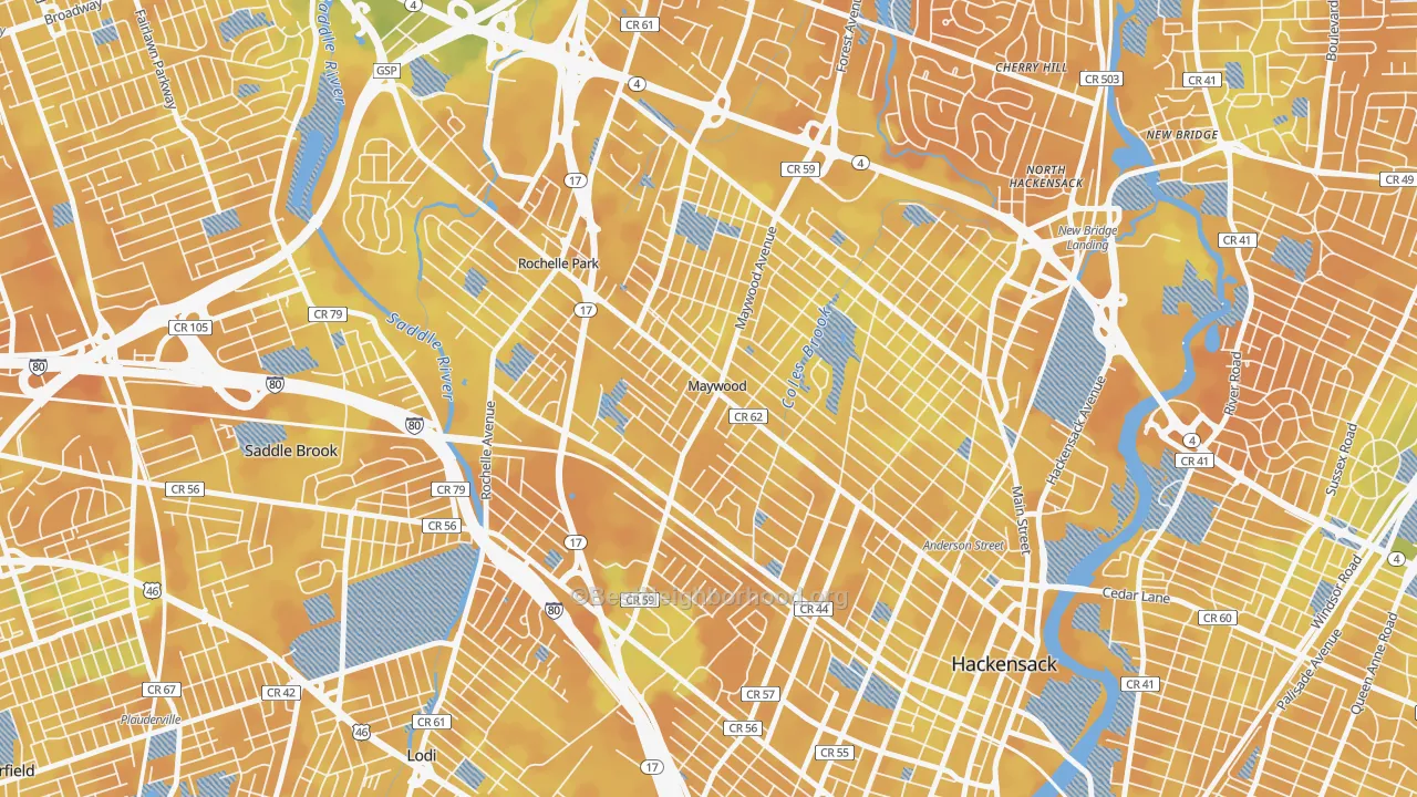 Bike Grade map of Maywood, NJ