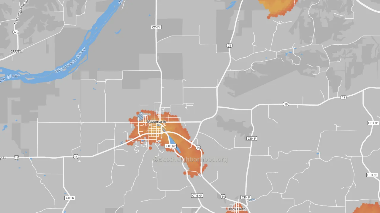 Bike Grade map of Mazomanie, WI