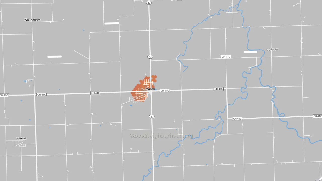 Bike Grade map of Mazon, IL