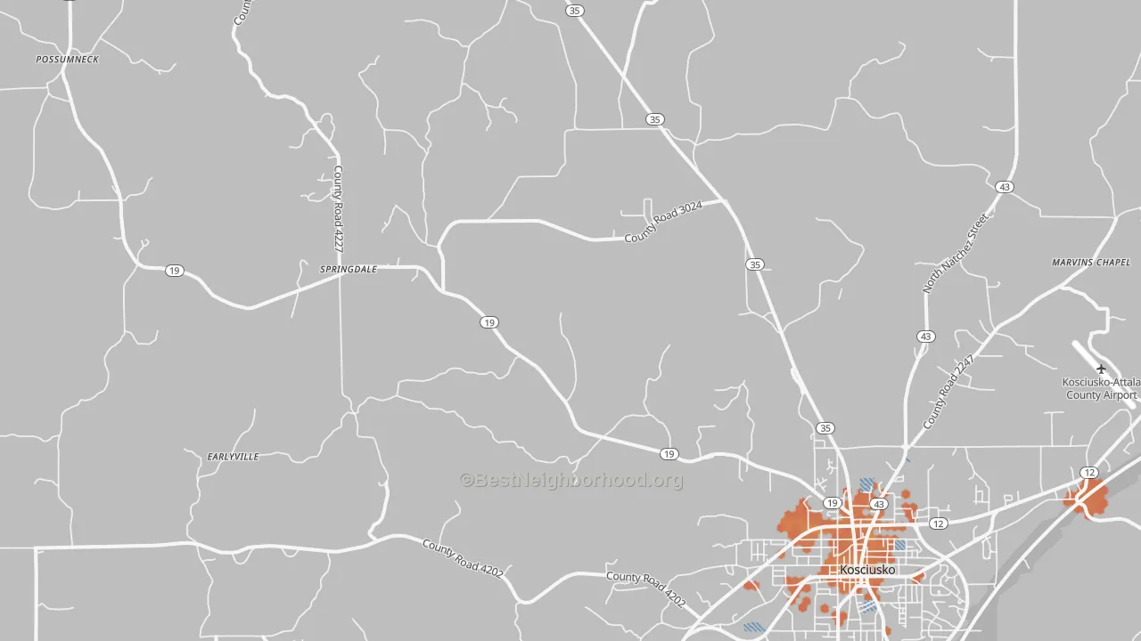 Bike Grade map of Mc Adams, MS