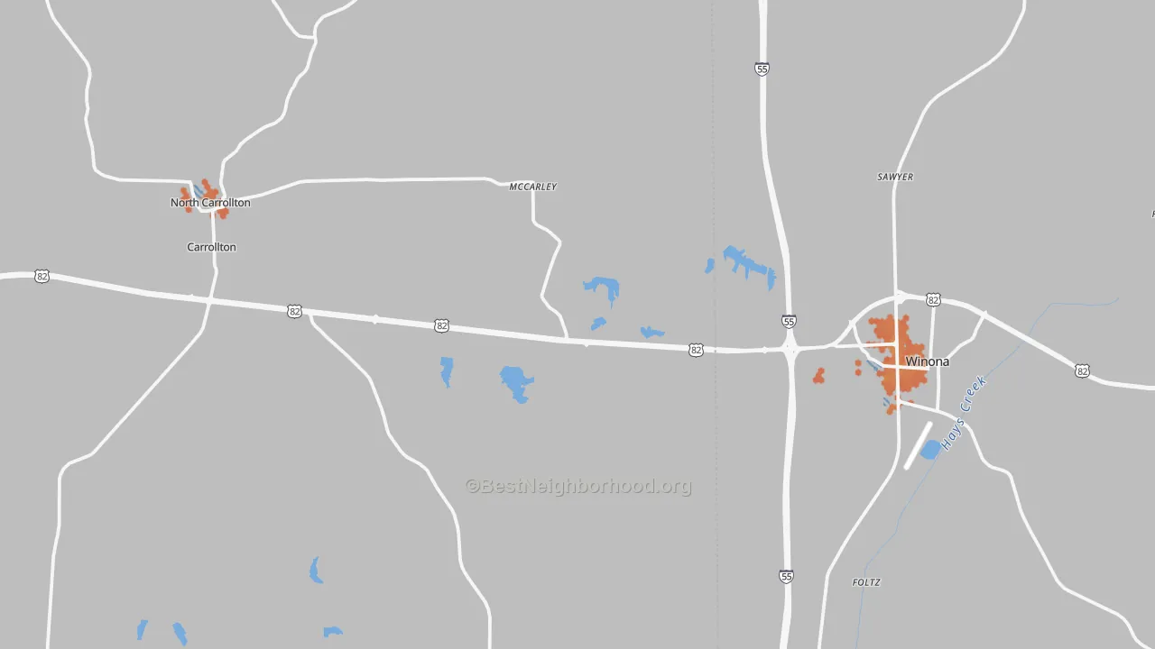 Bike Grade map of Mc Carley, MS