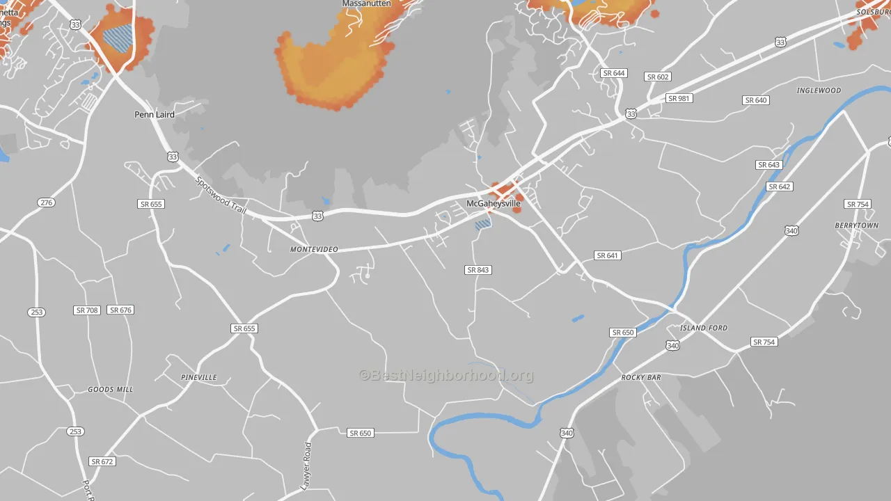 Bike Grade map of Mc Gaheysville, VA