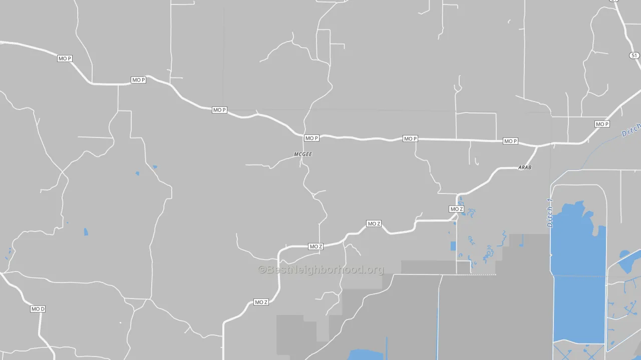 Bike Grade map of Mc Gee, MO
