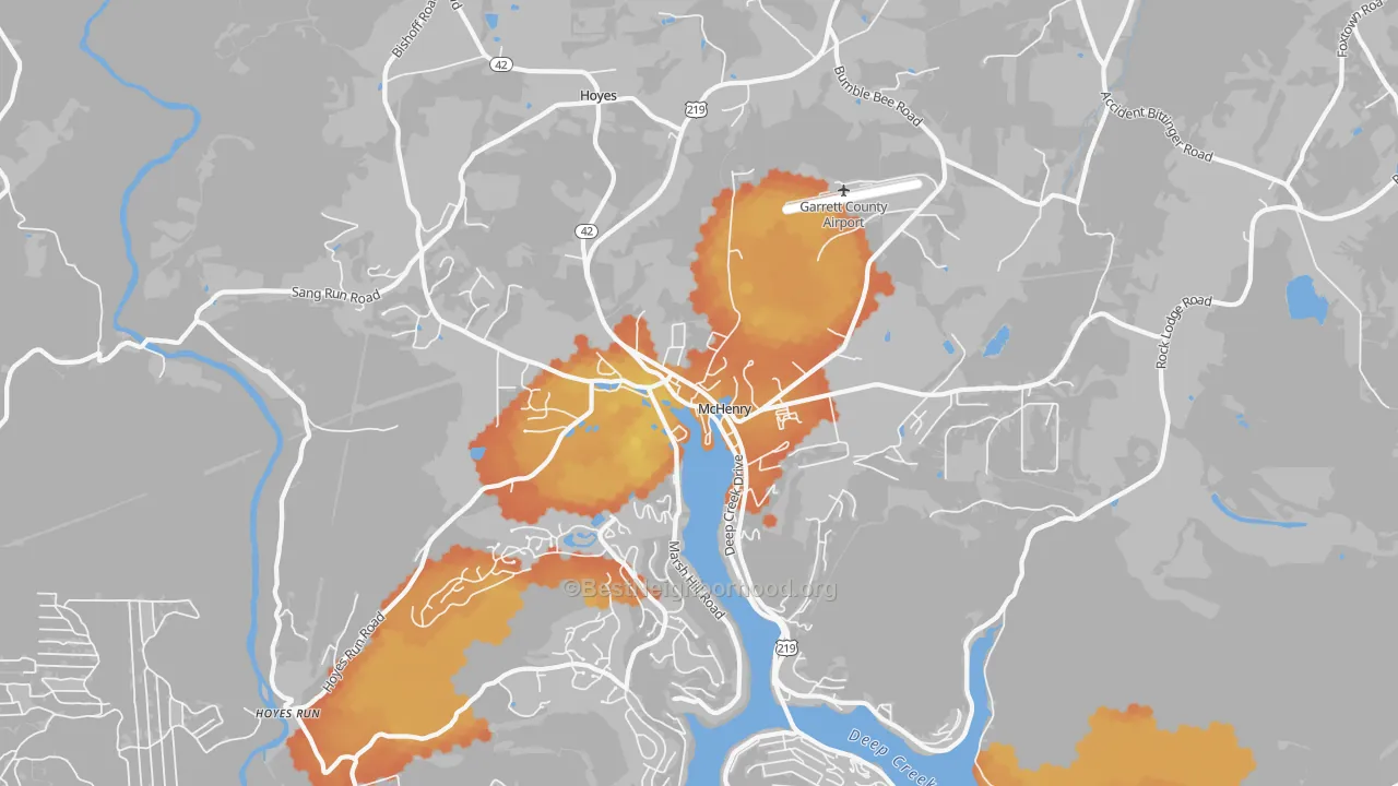 Bike Grade map of Mc Henry, MD