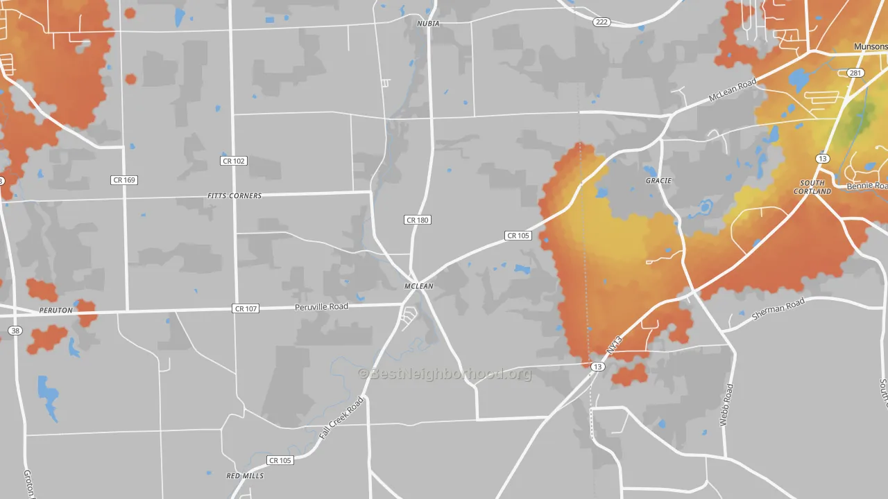 Bike Grade map of Mc Lean, NY