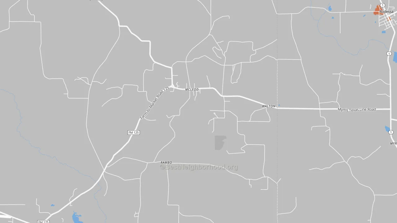 Bike Grade map of Mc Leod, TX