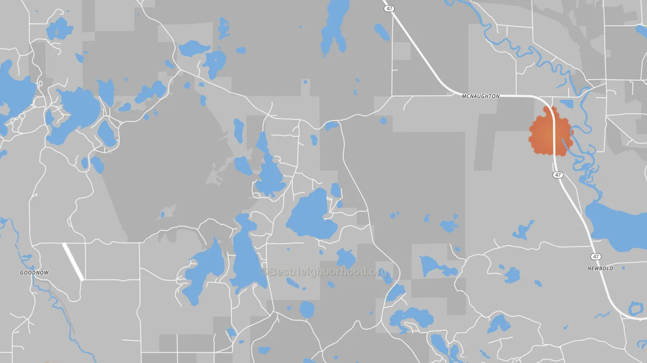 Bike Grade map of Mc Naughton, WI