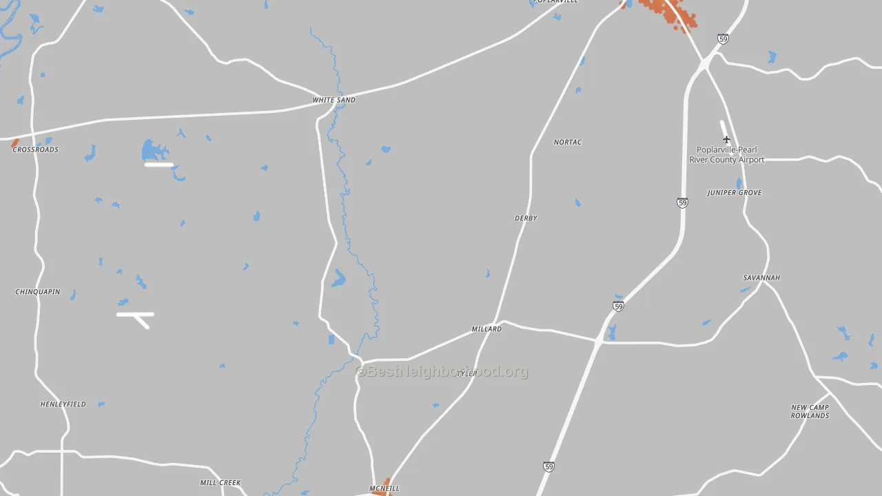 Bike Grade map of Mc Neill, MS