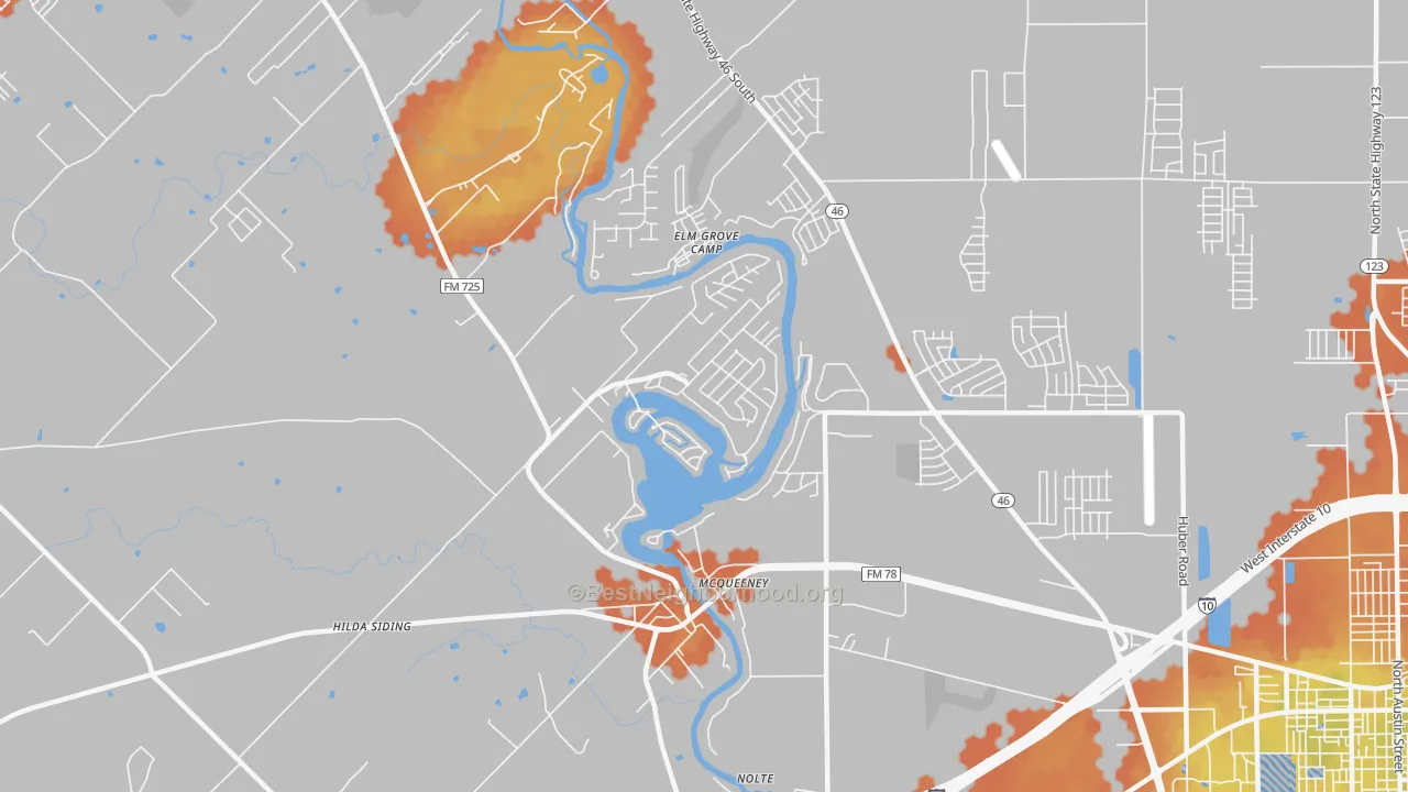 Bike Grade map of Mc Queeney, TX