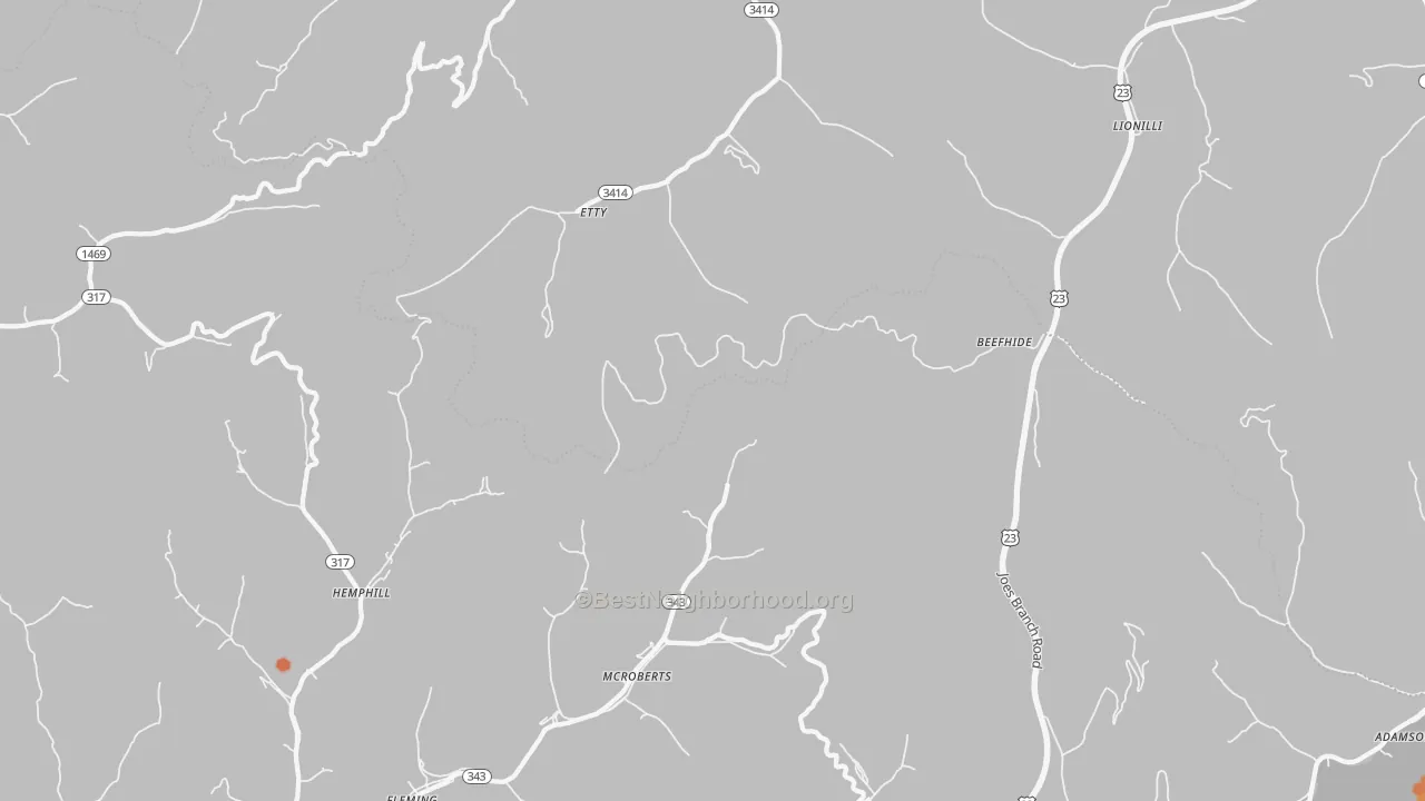 Bike Grade map of Mc Roberts, KY