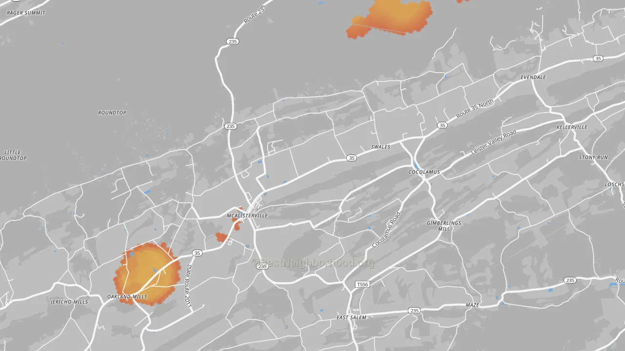 Bike Grade map of McAlisterville, PA