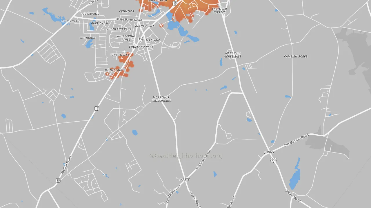 Bike Grade map of McArthur Crossroads, NC