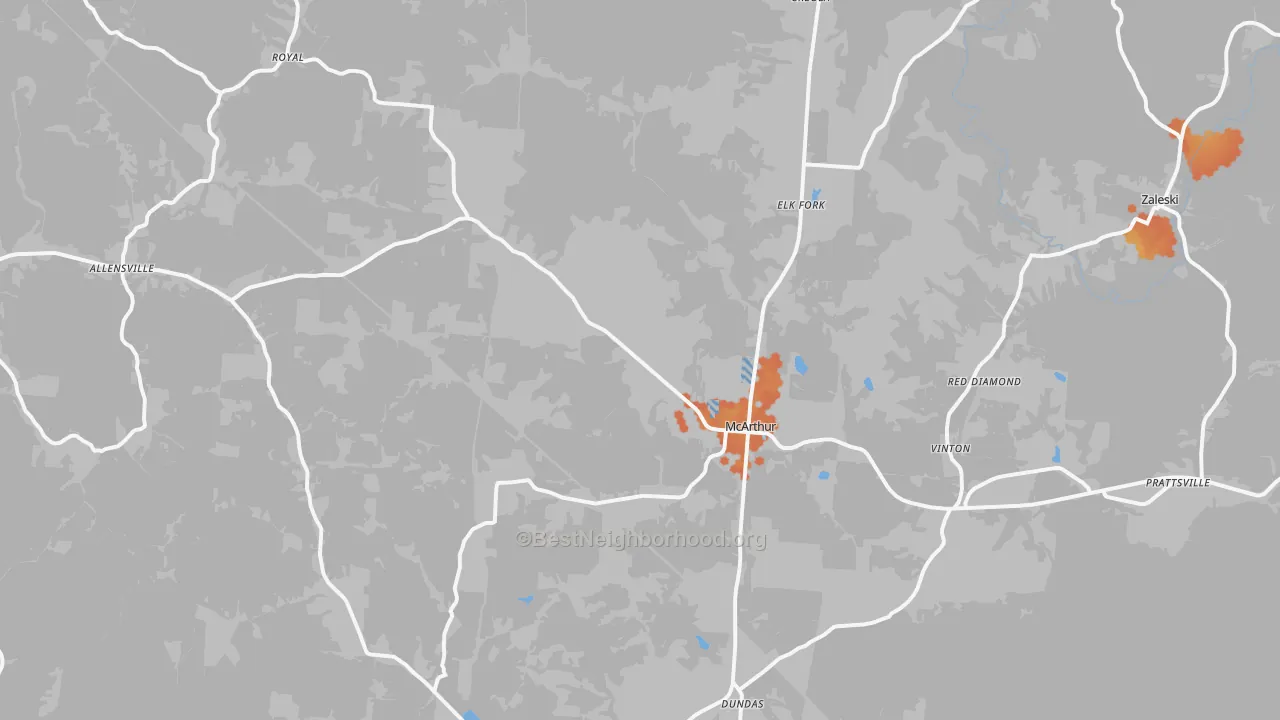Bike Grade map of McArthur, OH