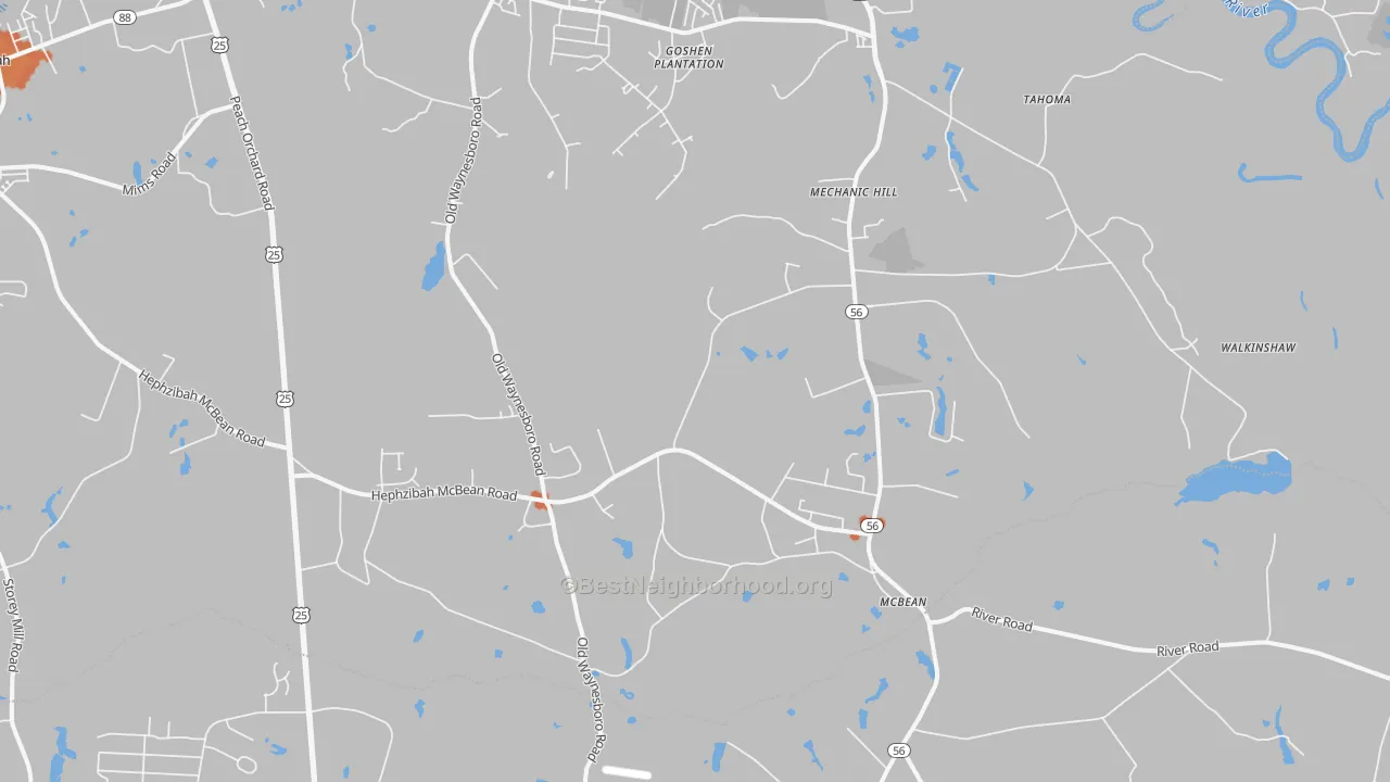 Bike Grade map of McBean, GA