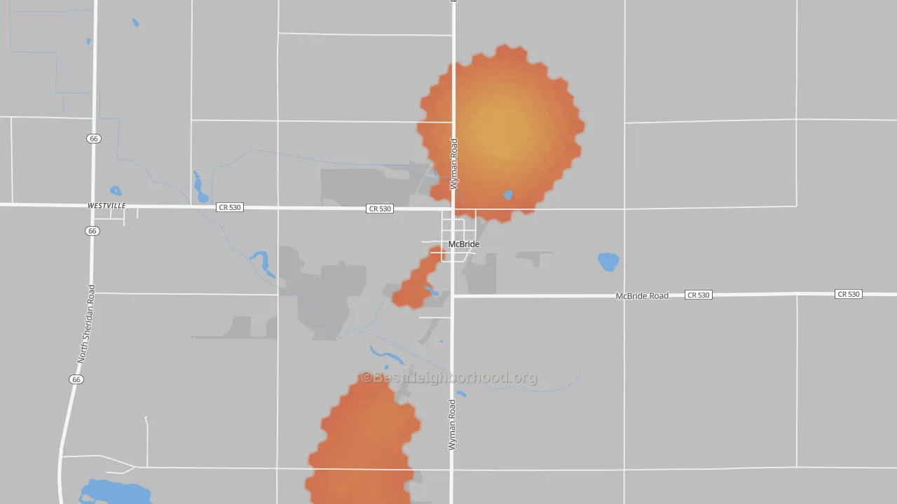 Bike Grade map of McBride, MI