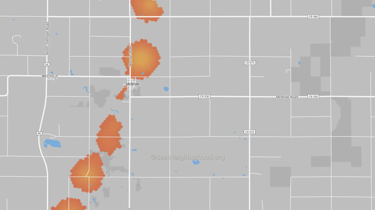 Bike Grade map of Mcbrides, MI