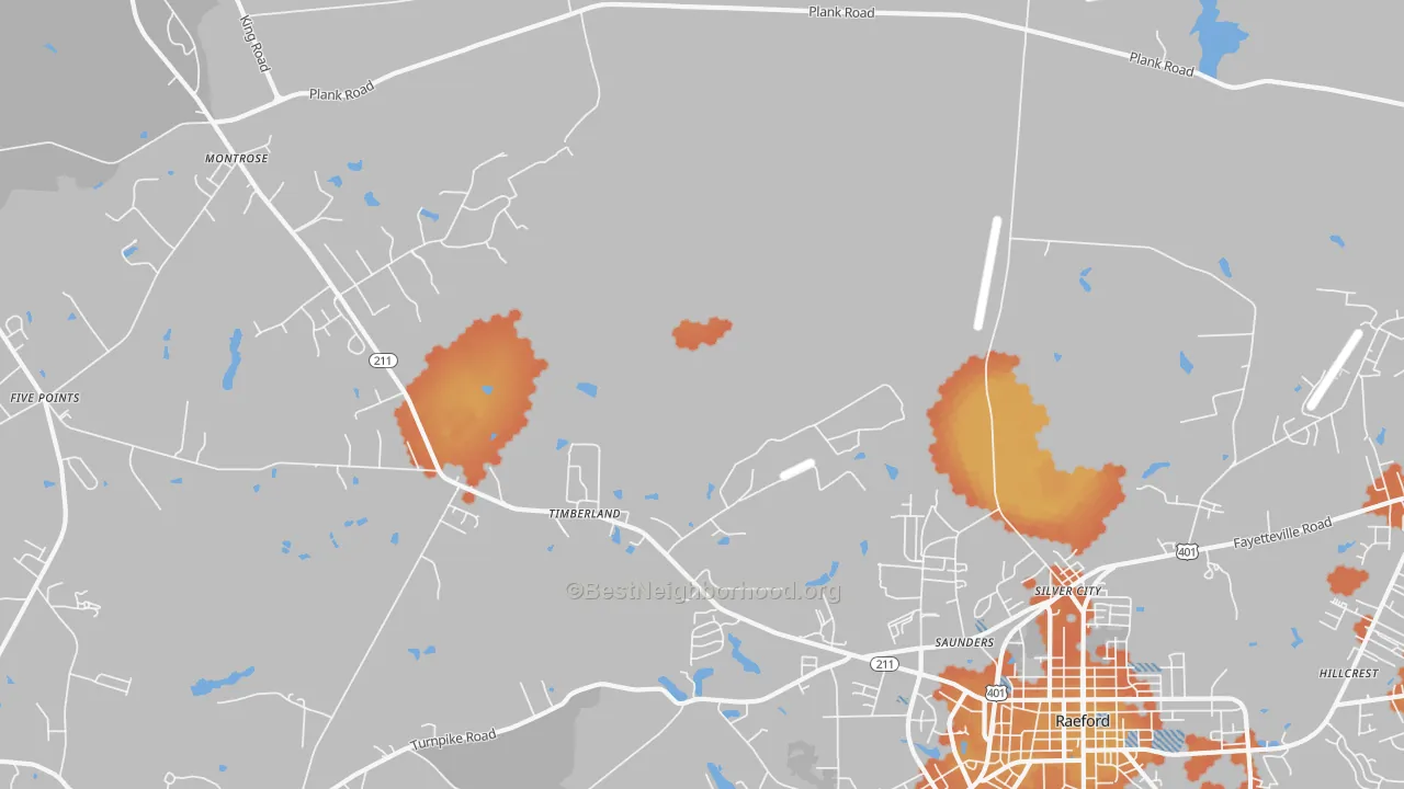 Bike Grade map of Mccain, NC