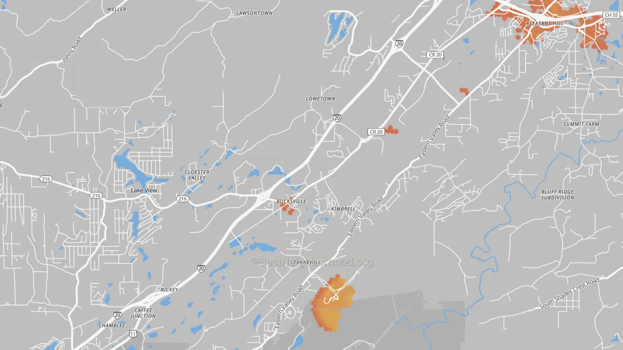 Bike Grade map of Mccalla, AL