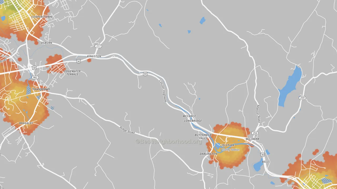 Bike Grade map of McCance, PA