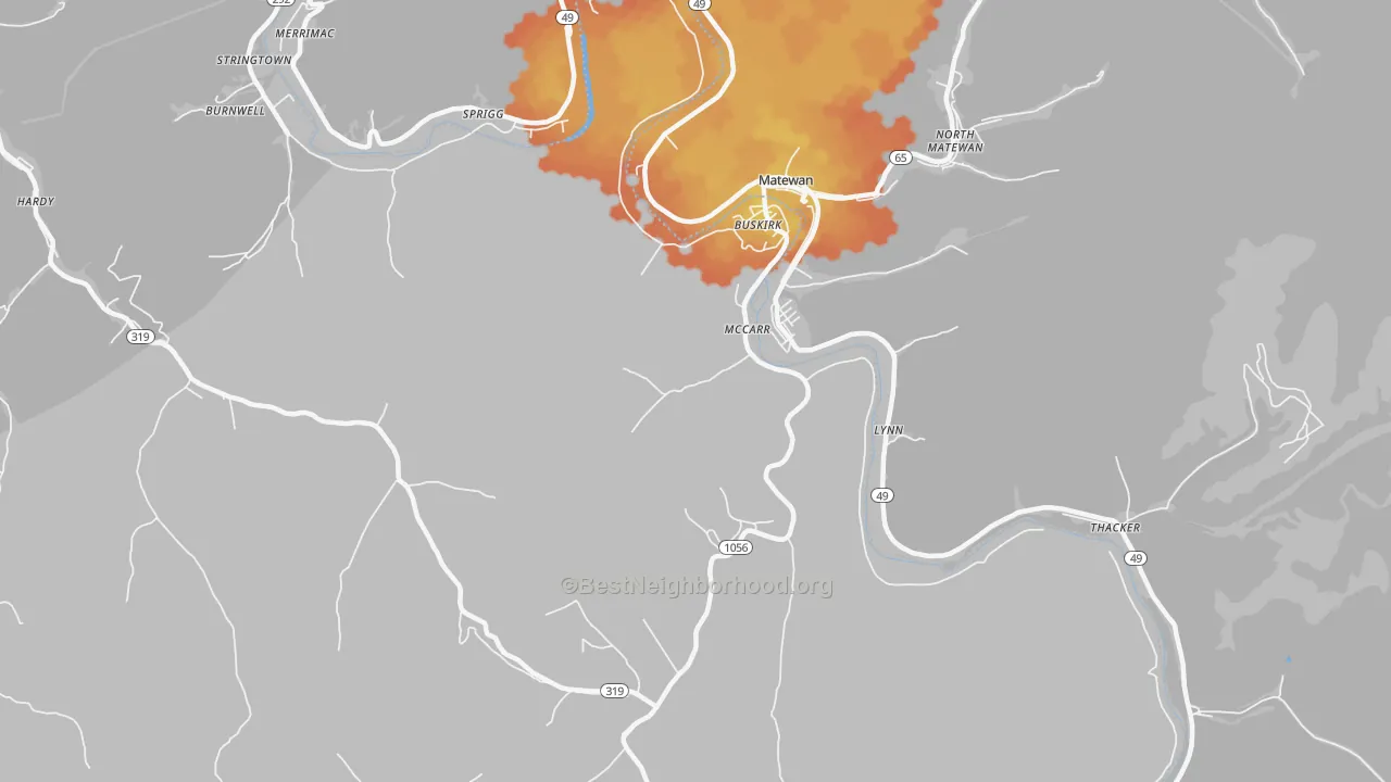 Bike Grade map of McCarr, KY