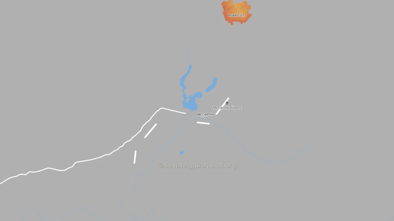 Bike Grade map of McCarthy, AK