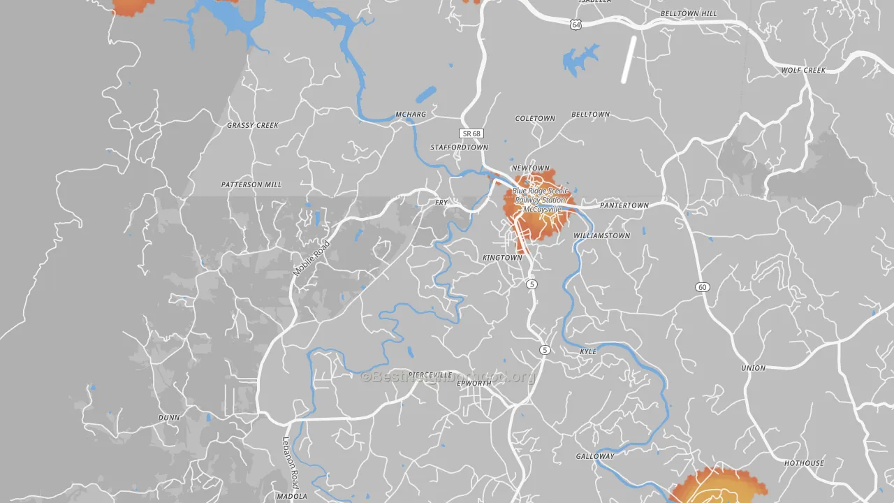 Bike Grade map of McCaysville, GA