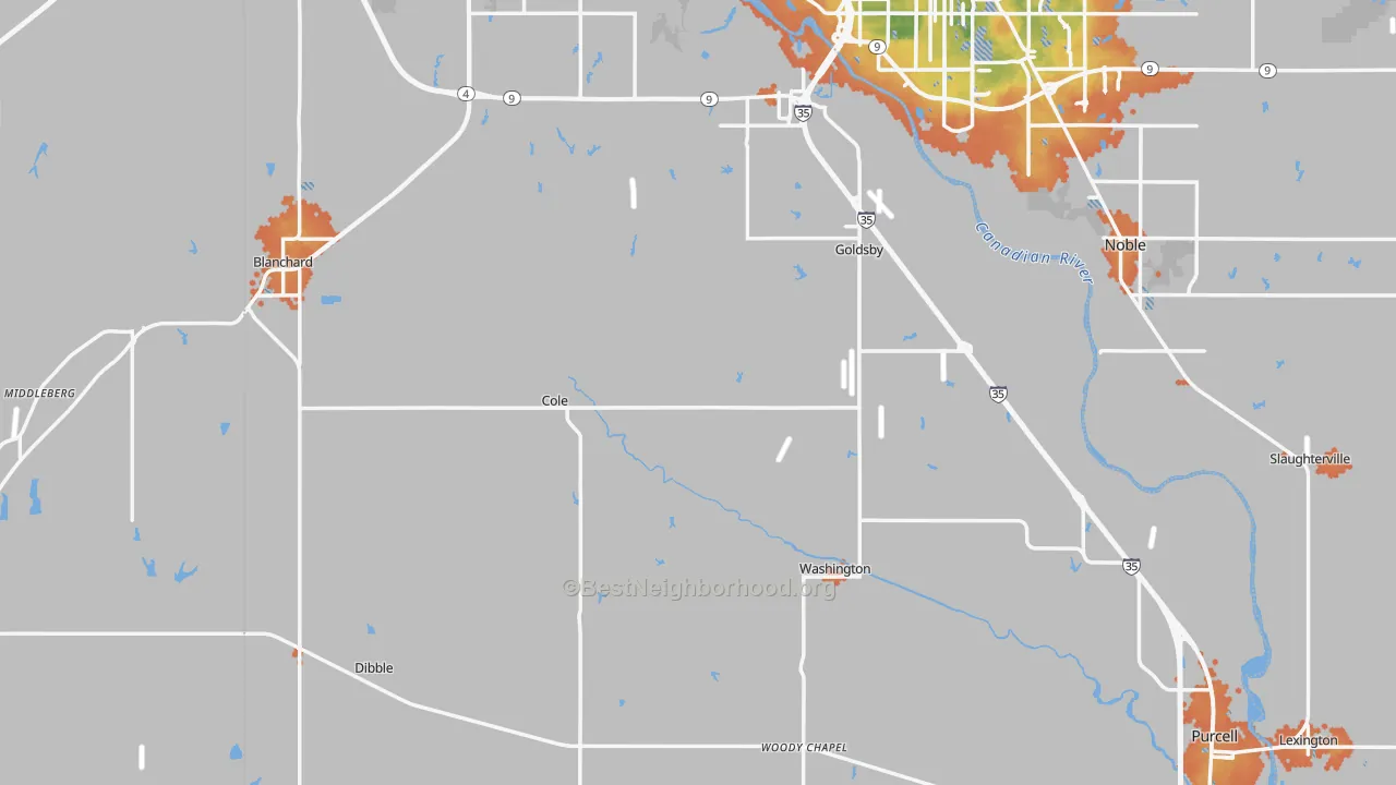 Bike Grade map of McClain County, OK